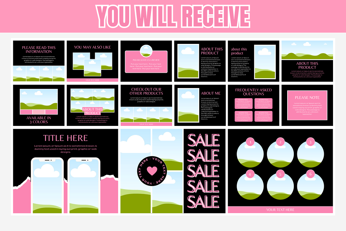 Black Pink Etsy Listing Templates, a Branding & Logo Template by SunshineStudioBoutique (Photo 3 of 8)