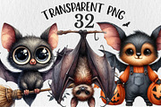 Quirky Halloween Bats Clipart, an Animal Illustration by Rose Art (Thumbnail 1 of 4)