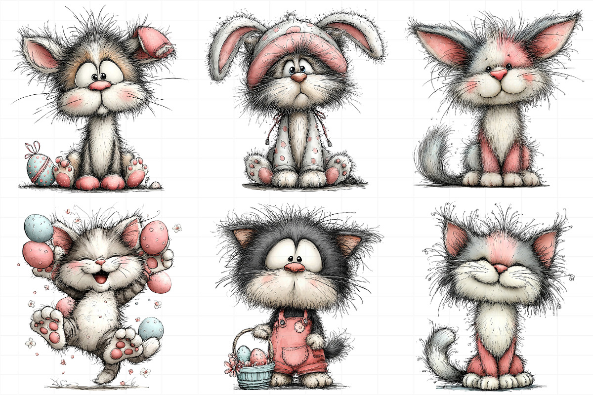 Whimsical Easter Cats Clipart, an Illustration by Daily.Designs (Photo 4 of 8)