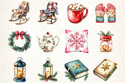 Watercolor Comfort Christmas Clipart, an Illustration by DreamCafeArt (Thumbnail 5 of 5)