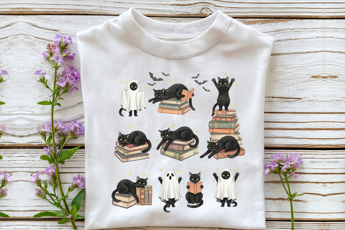 Spooky Cat Book Lover Halloween PNG, an Illustration by DreamCafeArt (Photo 3 of 7)