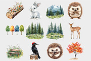 Watercolor Woodland Animals Clipart, a Seasonal Illustration by Design Market (Thumbnail 4 of 5)