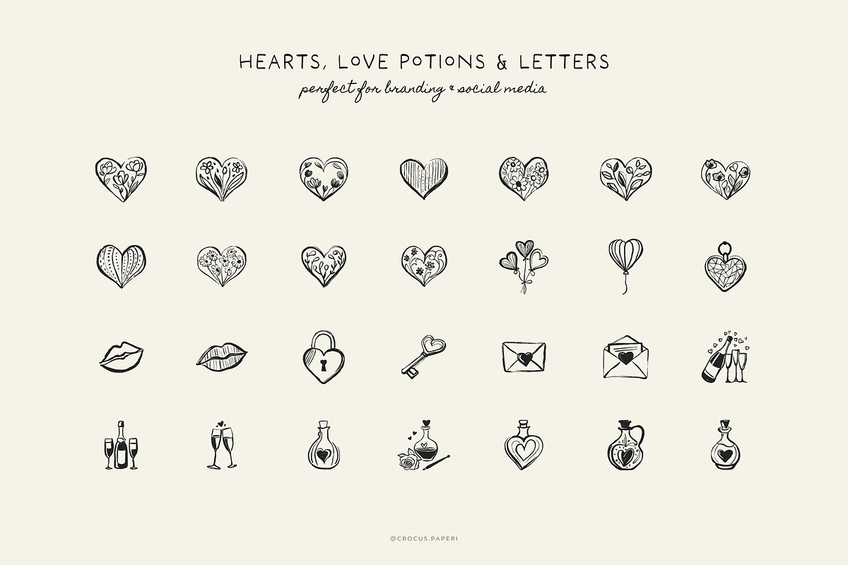 LOVE & ROMANCE lineart illustrations, a Seasonal Illustration by Crocus Paperi (Photo 3 of 4)