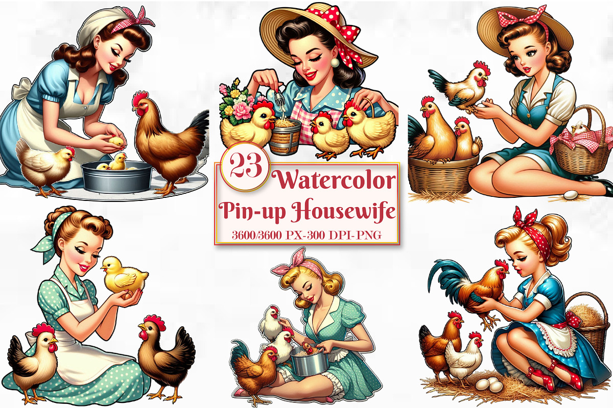 Watercolor Pin-up Housewife, a Seasonal Illustration by Craft Nest (Photo 1 of 5)