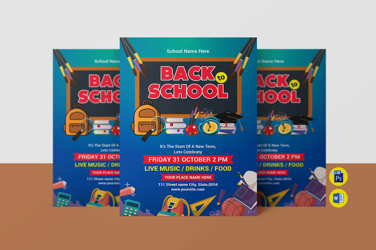 Back to School Party Flyer, a Flyer Template by Ultimate Template Shop (Photo 1 of 6)
