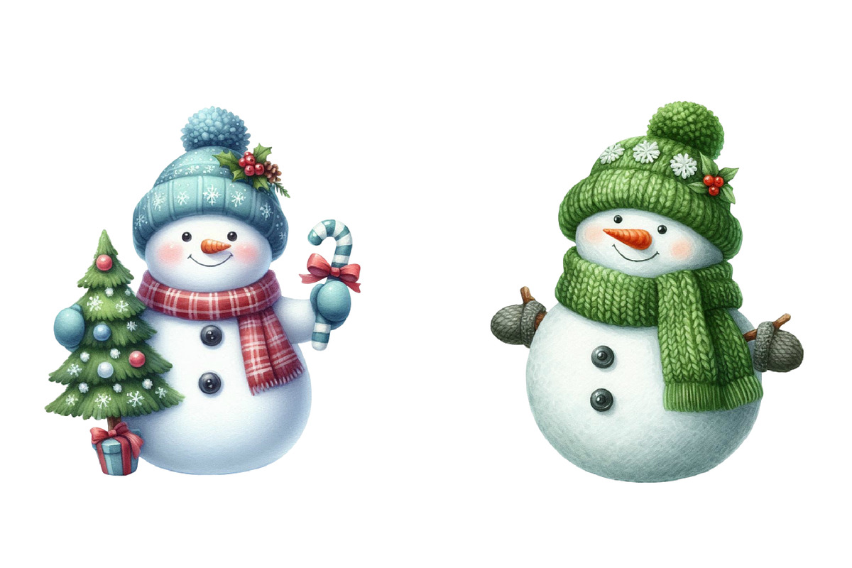 Cute Christmas Snowman Clipart, an Illustration by DreamArtGraphic (Photo 4 of 5)