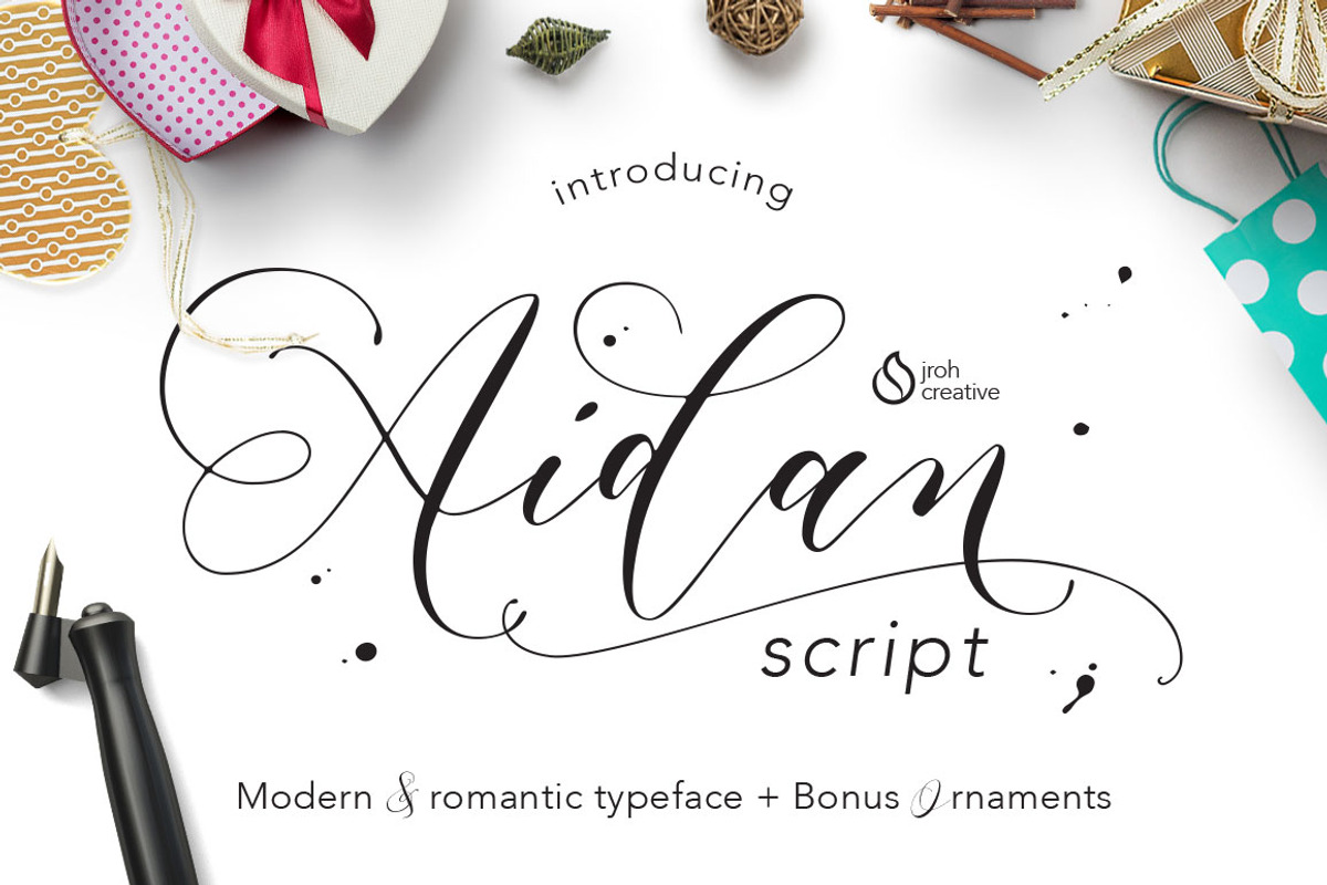 Aidan Romantic Script Font, a Script Font by JROH Creative (Photo 1 of 7)