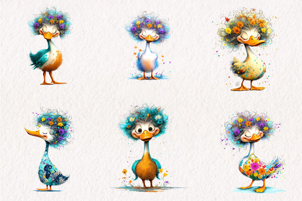 Whimsical Duck Clipart Bundle, a Seasonal Illustration by CreationArt (Photo 2 of 7)