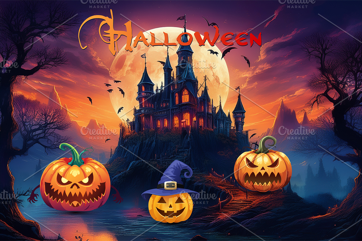 Halloween pumpkin set, backgrounds, an Object Graphic by GraphicRedStudio (Photo 6 of 7)