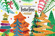 Festive Christmas Trees clipart, an Illustration by SandraGraphicDesign (Thumbnail 5 of 5)