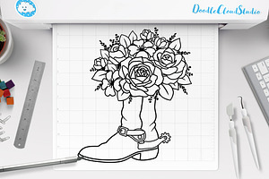 Cowboy Boots With Flowers SVG.