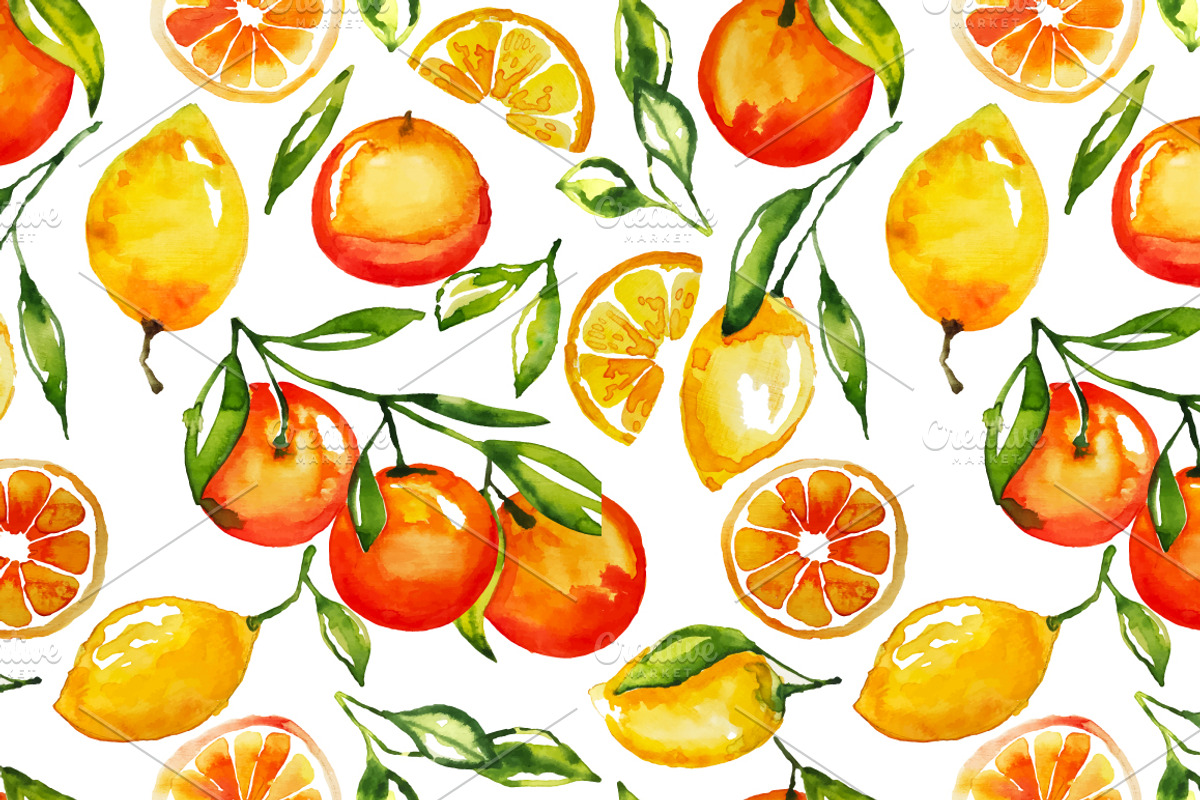 Watercolor lemonade pattern, a Pattern Graphic by SuperNata (Photo 2 of 2)