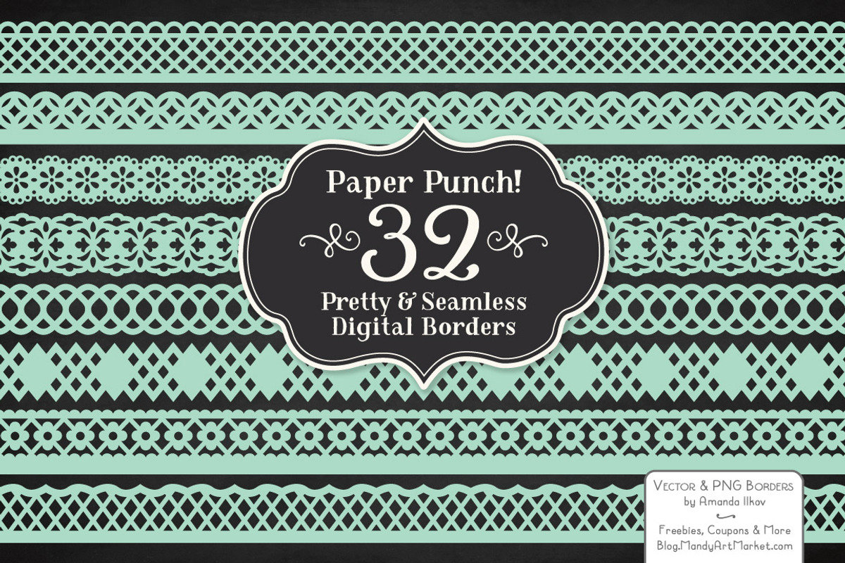 Mint Lace Borders Vectors & Clipart, an Illustration by Amanda Ilkov (Photo 2 of 5)