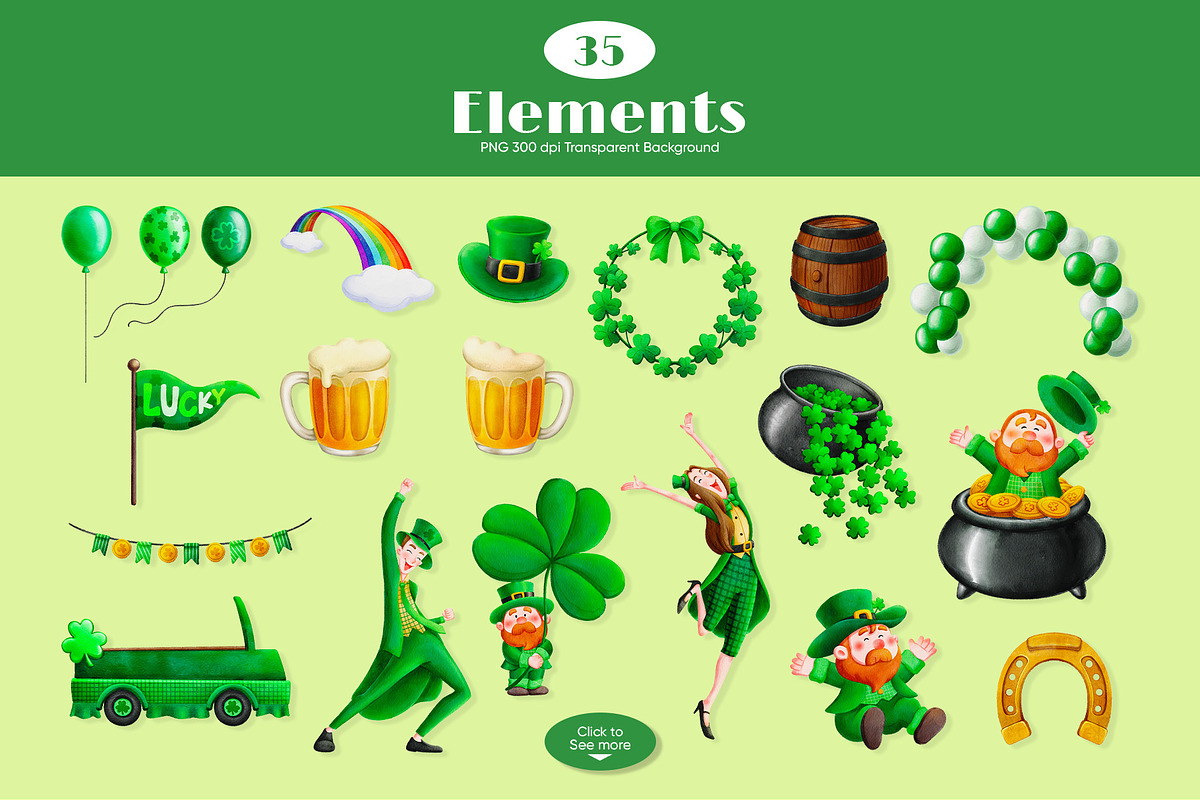 Leprechaun Parade Watercolor, a Seasonal Illustration by CreativeValuation (Photo 10 of 11)