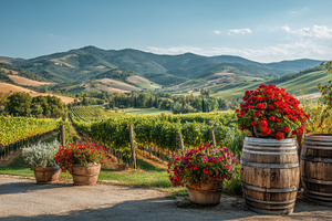 Vineyard view with flowers, a Photo by Beautiful things