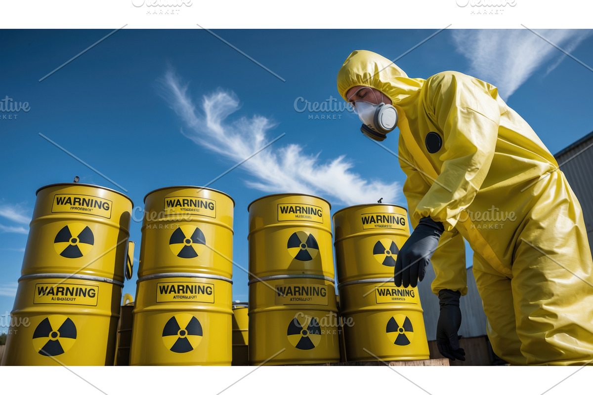 Worker in protective suit handling, an Illustration by tilialucida