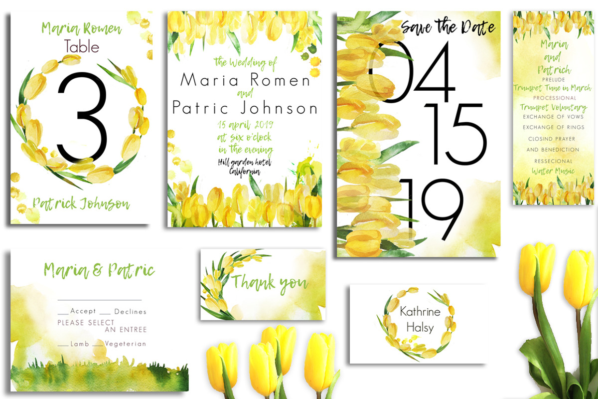 SpringTulips Pack!8psd of Invitation, an Invitation Template by holaholga (Photo 1 of 3)