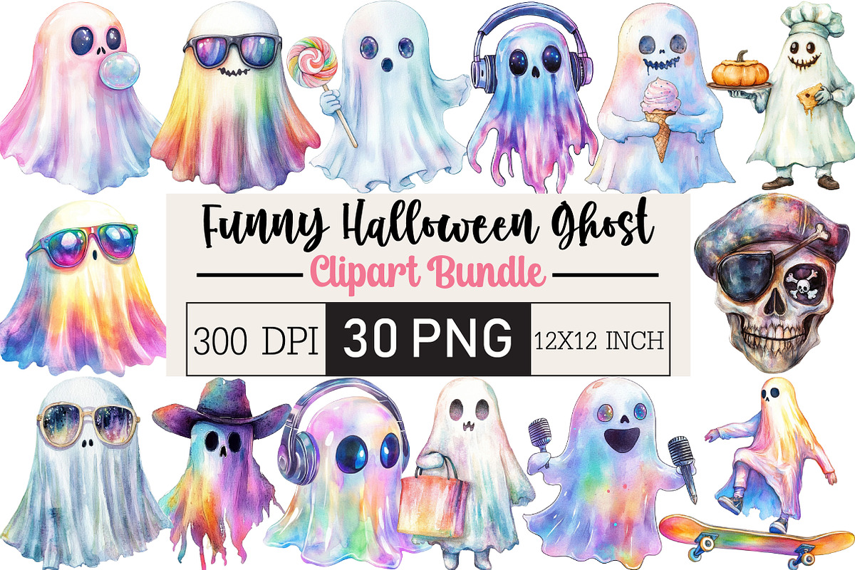 Funny Halloween Ghost Iridescent, an Illustration by Black Bird Studio (Photo 1 of 6)