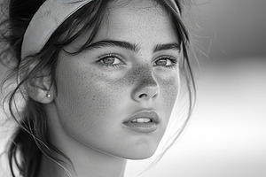 Close-up portrait of a girl with freckles and a headband, a Person Photo by AlyaAnd