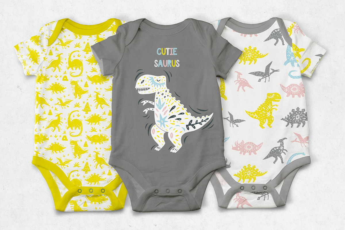 Linocut Dinosaurs Silhouettes, a Graphic by PicByKate (Photo 8 of 8)