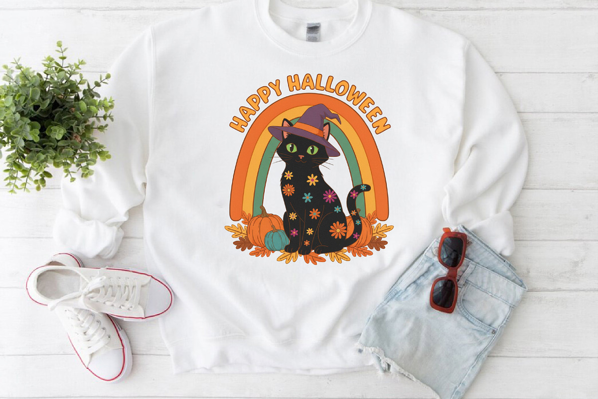 Happy Halloween Cat with Rainbow PNG, an Illustration by Craft Nest (Photo 5 of 6)