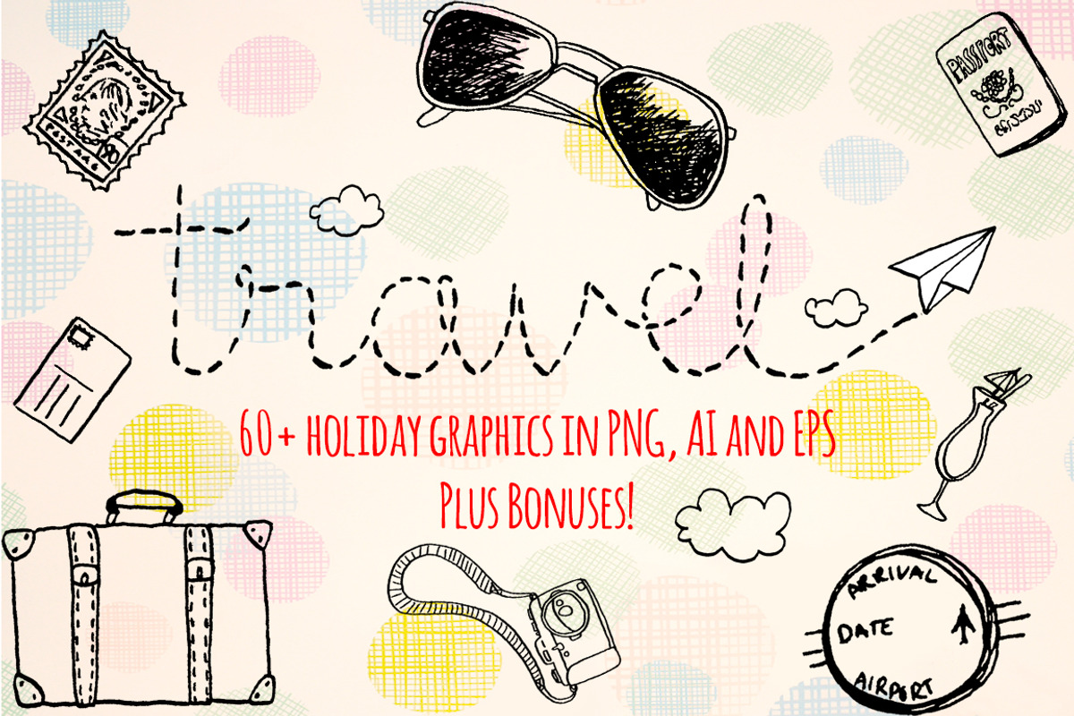 Travel Trip Holiday 60+ Vector Kit, a Transportation Illustration by Violet LeBeaux (Photo 2 of 4)