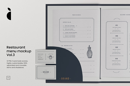 Restaurant Menu & Brand Mockup kit, a Books & Magazine Mockup by Catkie - Digital Art