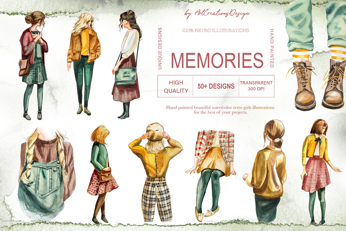Watercolor Memories Clipart Set, a Person Illustration by ArtCreationsDesign (Photo 3 of 10)