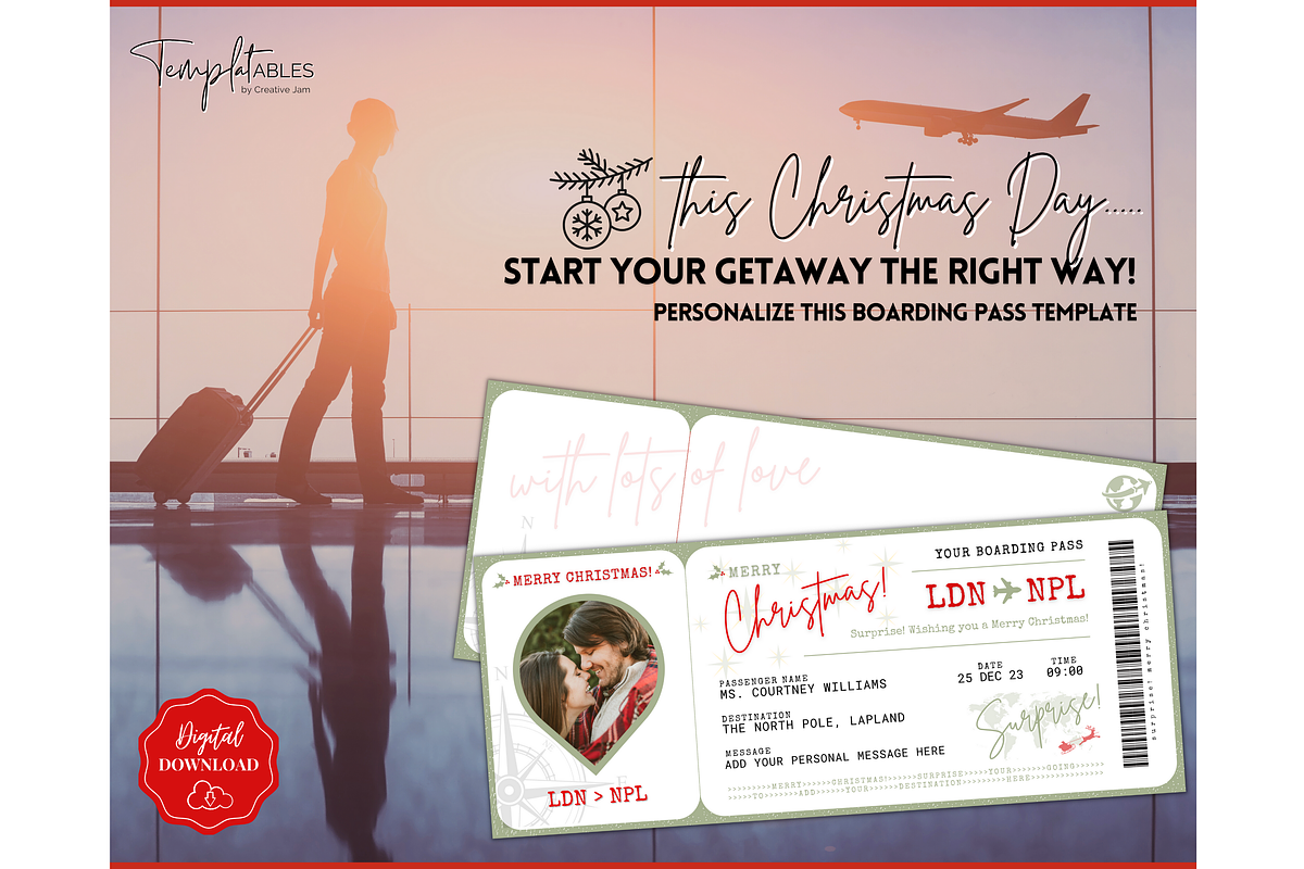 EDITABLE Boarding Ticket Template, C, a Templates & Theme by Templatables (Photo 6 of 12)