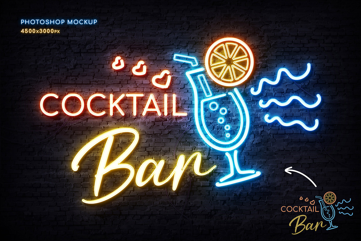 Custom Neon Sign Photoshop Mockup, a Mockup by Andrew Skoch Design (Photo 2 of 11)