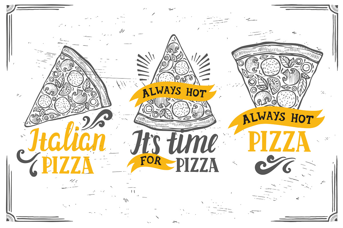 Pizza logo, food illustration, a Food Illustration by SpaceDuck (Photo 2 of 2)