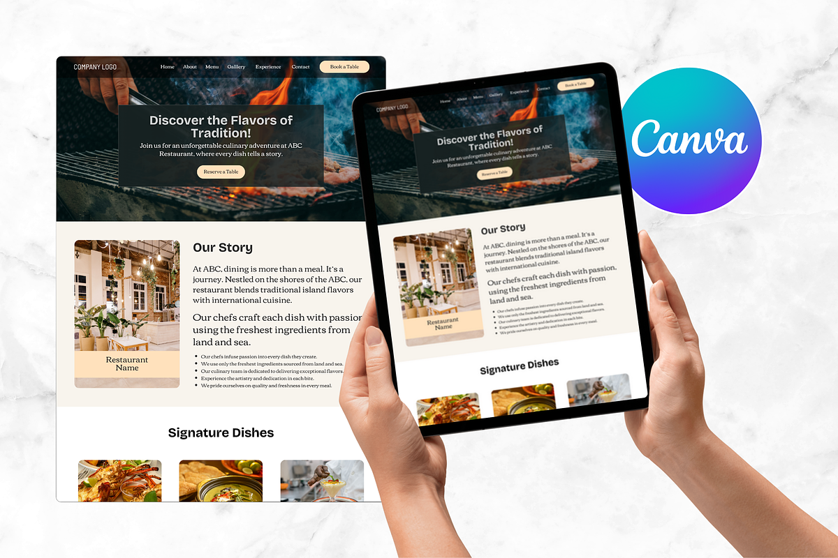 Restaurant Website Canva Templates, a Landing Page Template by Snapybiz (Photo 10 of 11)
