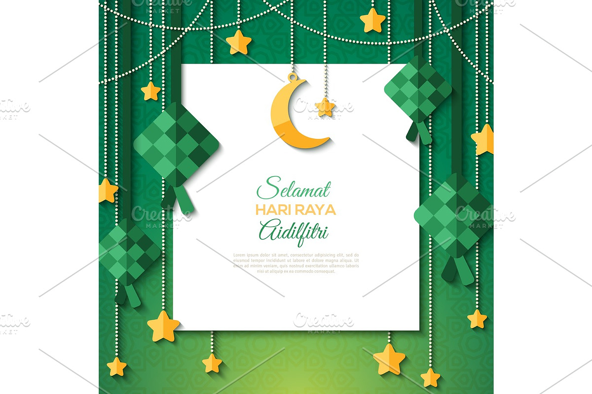 Selamat Hari Raya card with white paper sheet, a Decorative ...