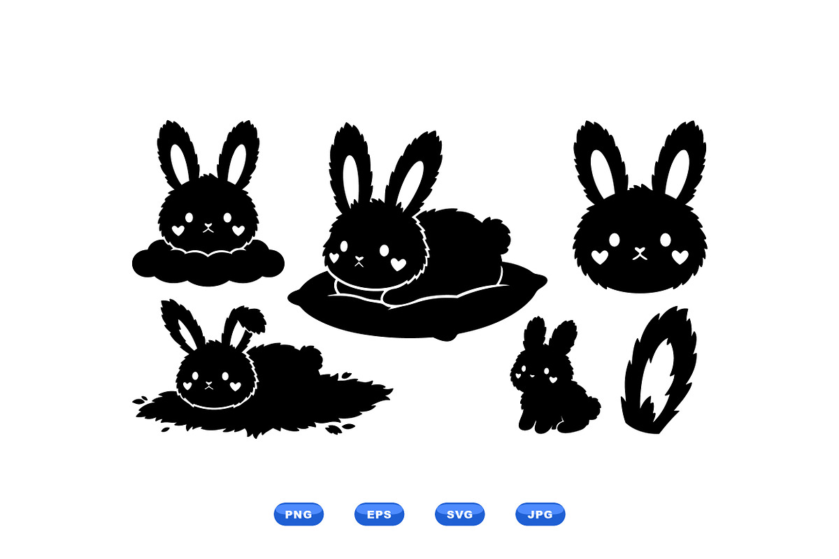 Cute Fluffy Bunny Clipart, an Illustration by designvectx (Photo 2 of 3)