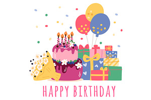 Celebrating birthday. Large sweet, an Object Illustration by Vectorbuum