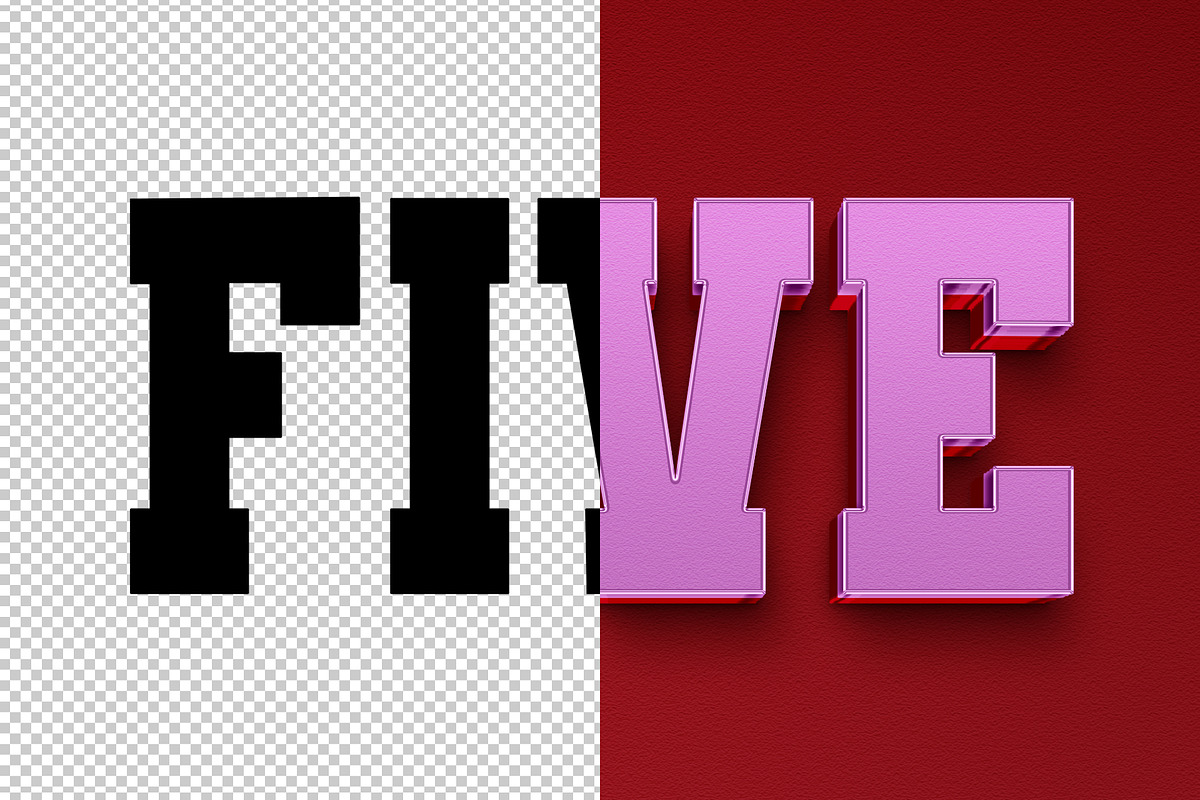 Five 3D editable text effect, a Layer Style Add-On by Hello Muh (Photo 2 of 2)