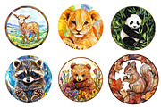 Round Stained Glass of Baby Animals, an Illustration by CreationArt (Thumbnail 4 of 5)