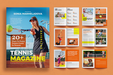 Tennis Magazine Template, a Magazine Template by ContestDesign