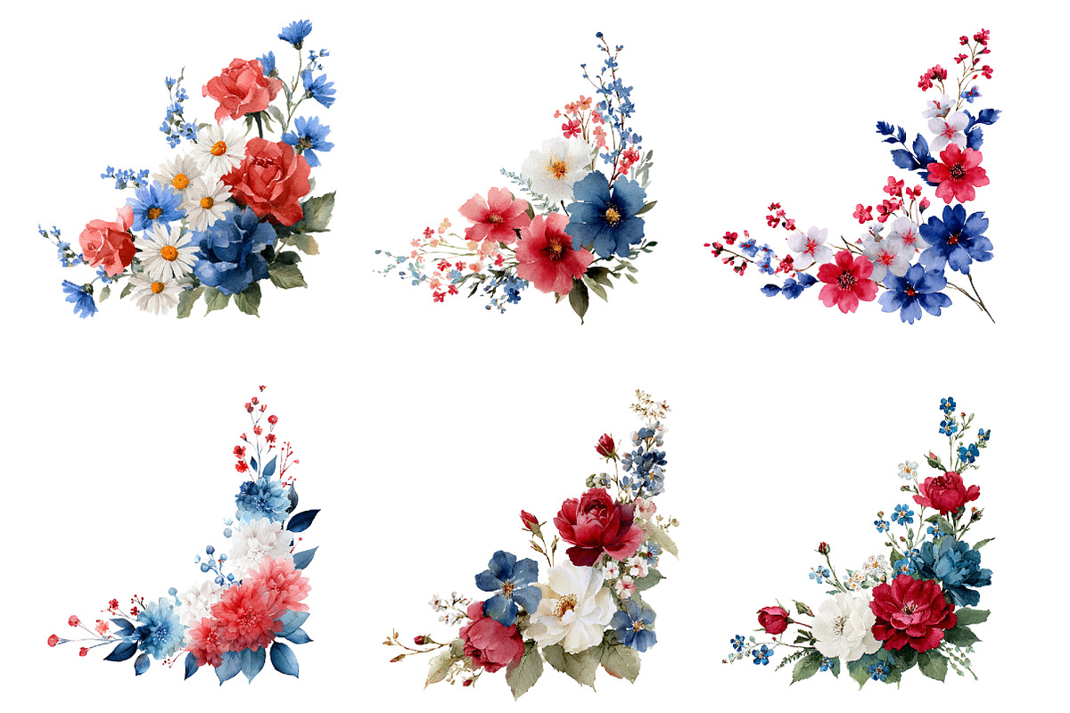 Patriotic Floral Corners Clipart, an Illustration by Designworld (Photo 5 of 6)