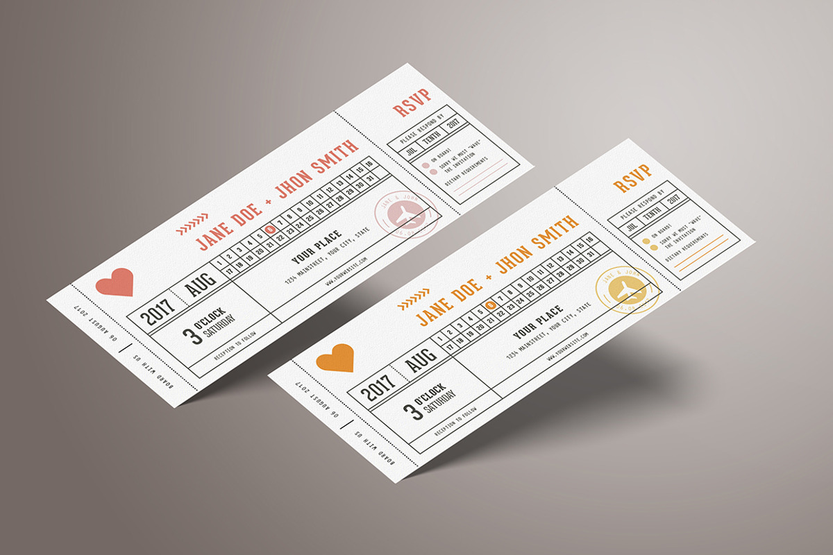 Wedding Invitation Ticket, an Invitation Template by Vynetta (Photo 1 of 4)