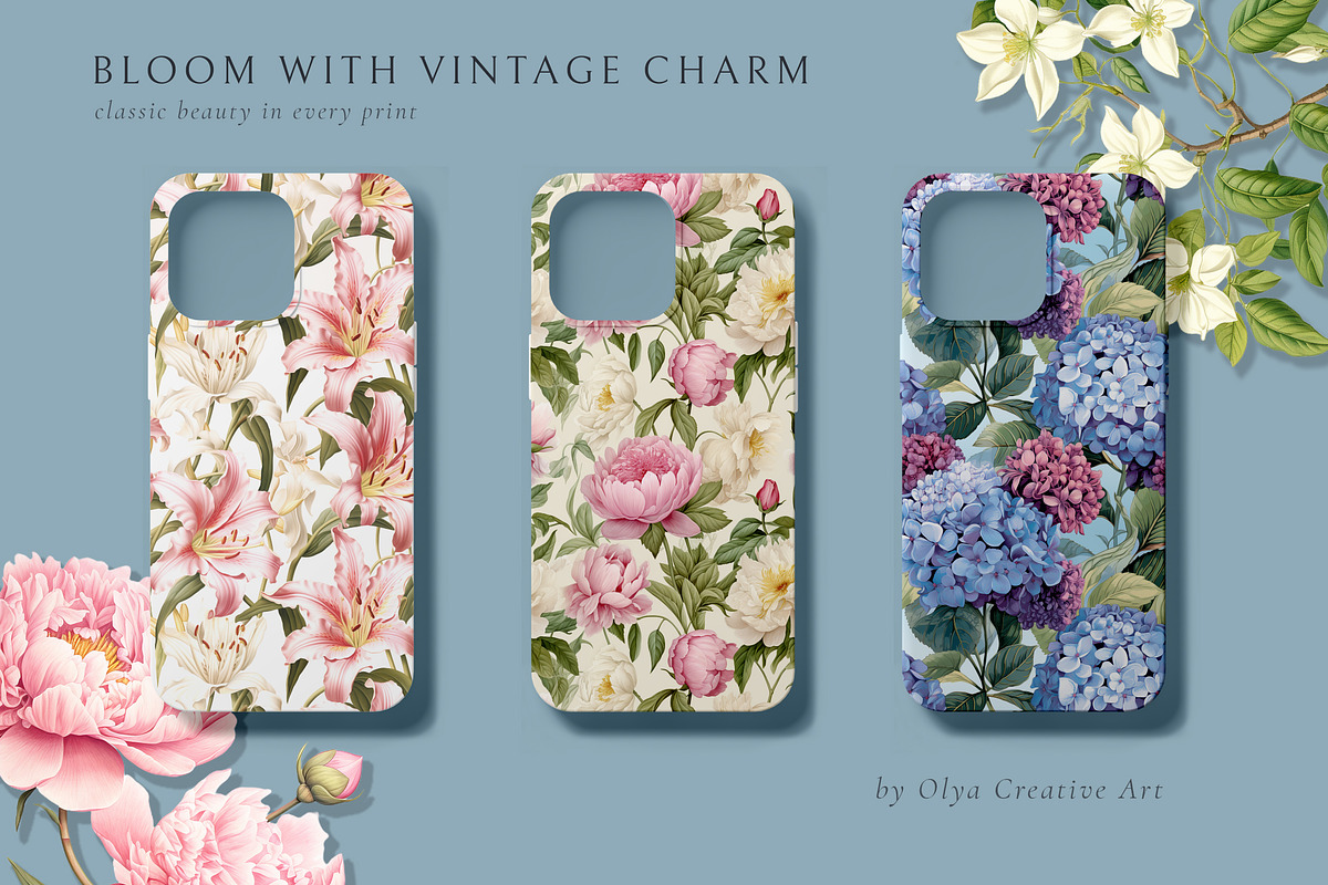 Vintage Botanicals Floral Patterns, a Pattern Graphic by Olya Creative (Photo 4 of 18)