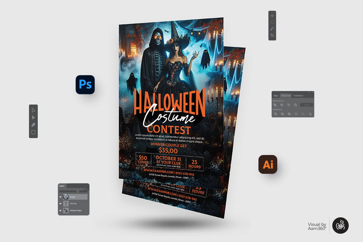 Halloween Costume Contest Bundle, a Flyer Template by Aam360 (Photo 4 of 9)