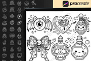 200 Procreate Spooky Doodle Stamps, a Brush Add-On by DrawingStoryShop (Thumbnail 3 of 6)
