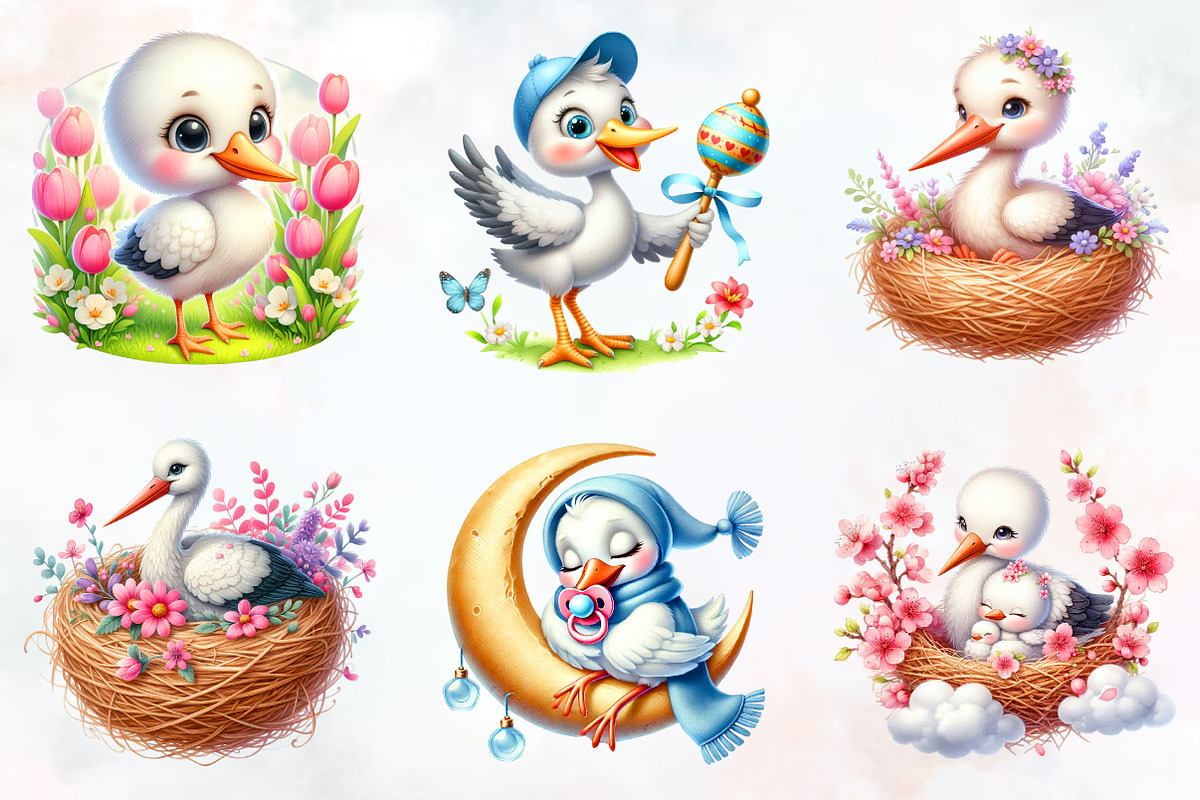 Cute Spring Stork Clipart, an Illustration by RobertsArt (Photo 4 of 7)