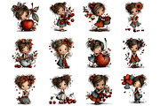 Cherry Girl Whimsical Clipart, a Person Illustration by Designking (Thumbnail 2 of 5)
