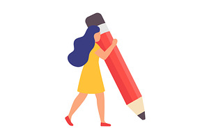 Woman in yellow dress carrying, a Person Illustration by GraphiShop