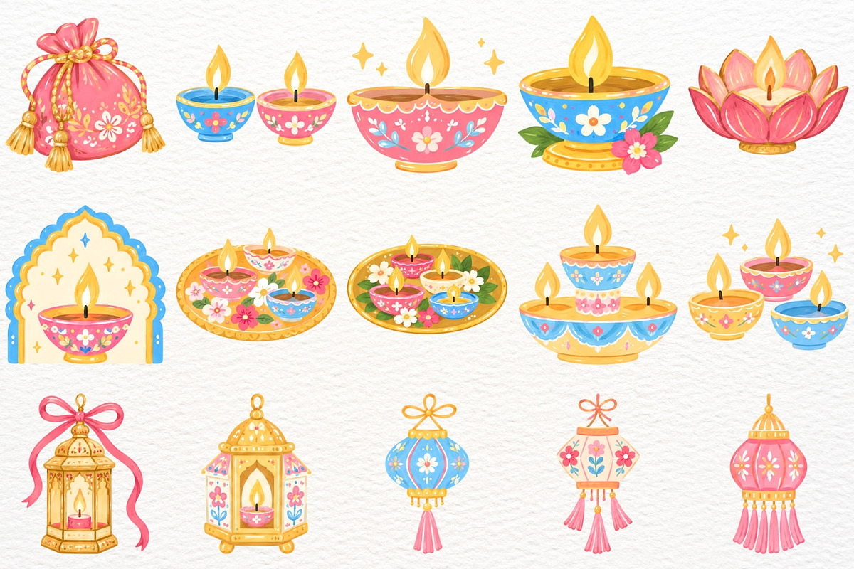 Diwali Clipart Festival of Lights, a Seasonal Illustration by SugarCloudStudioArt (Photo 5 of 6)