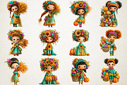Cute Autumn Harvest Girl PNG Clipart, a Seasonal Illustration by RobertsArt (Thumbnail 3 of 7)