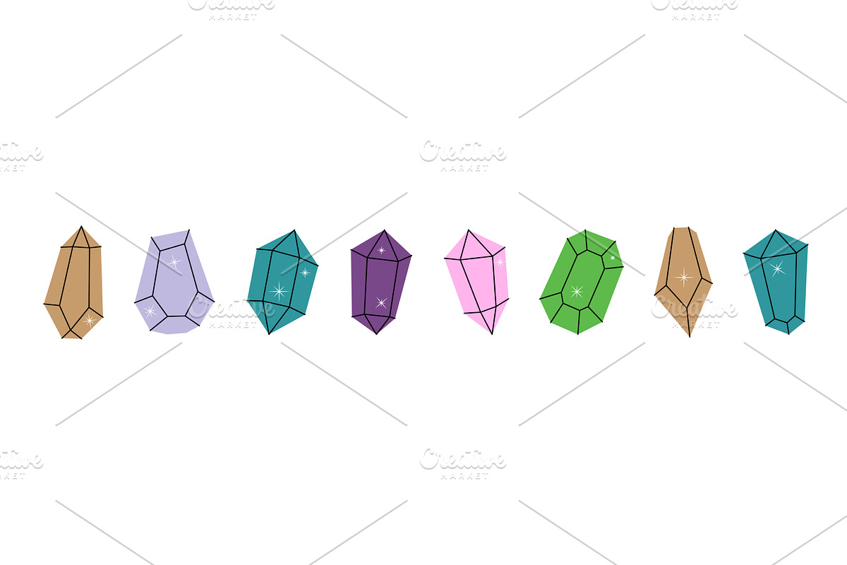 Colorful glass crystals. Gems of, an Object Illustration by GraphiShop