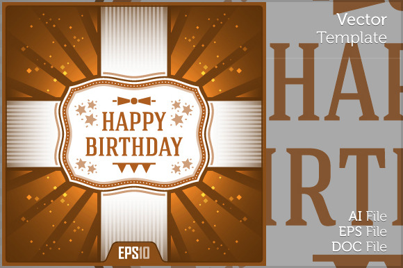 Happy Birthday Card Vector Ribbon, a Decorative Illustration by MAOV